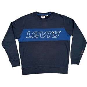 LEVI'S Color Block Vintage Crewneck Long Sleeve Blue Sweatshirt in Medium